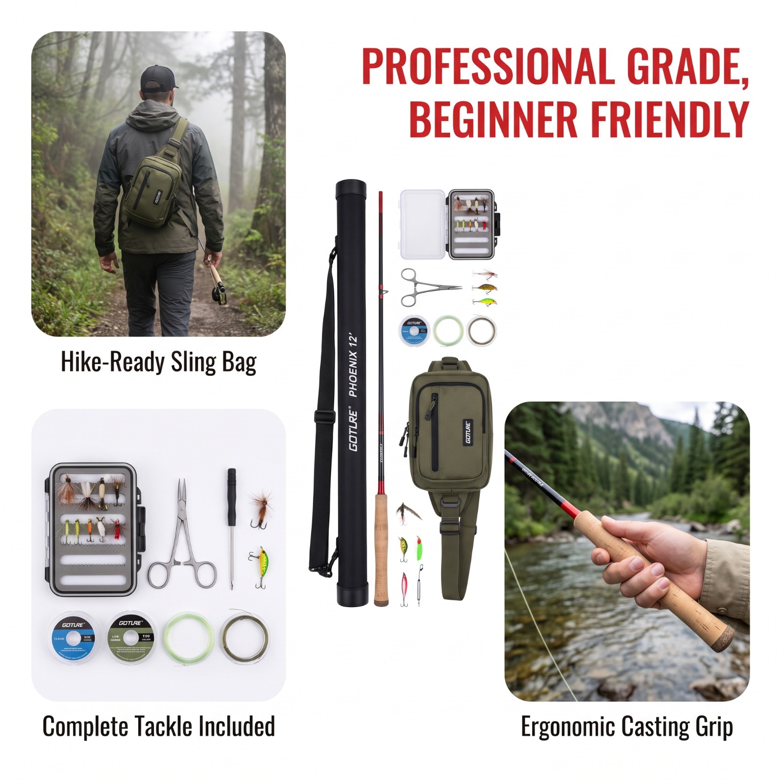 Goture 12FT 3.6M Tenkara Fly F - Fly Fishing Set 评论和价格